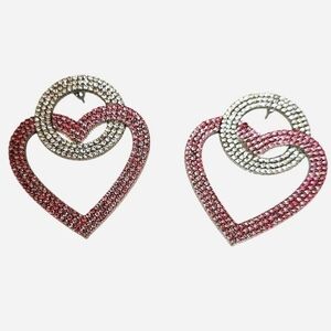 Elegant Pink and Silver Heart Earrings